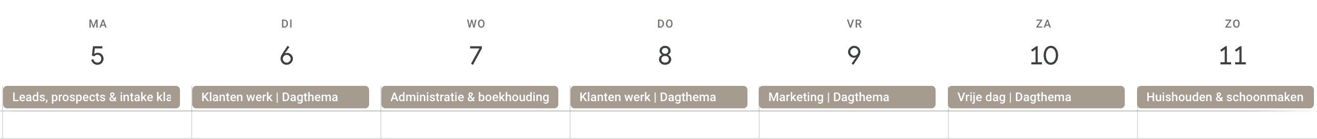 Krijg overzicht in je week met dagthema’s