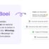 Screenshot van een websitewidget. Links: Tekst beschrijft het doel van de widget om websitebezoekers om te zetten in leads via platforms zoals WhatsApp. Rechts: Widgetinterface biedt opties voor chat en contactformulieren.